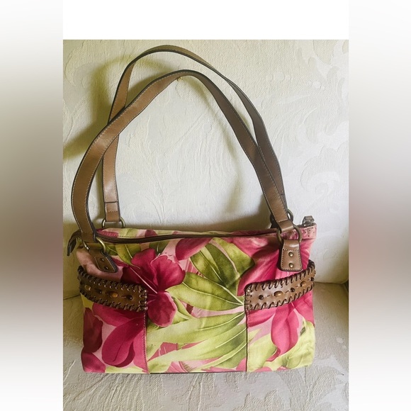 NWT RELIC BY FOSSIL FLORAL SHOULDER BAG WITH LEATHER TRIMS - Picture 5 of 9
